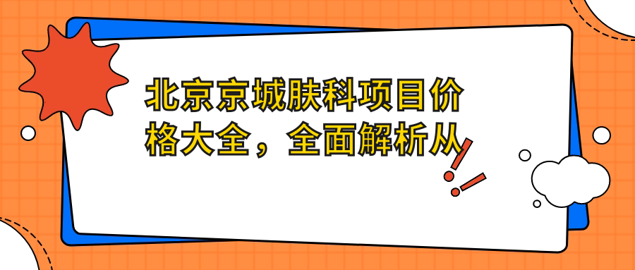 北京京城肤科项目价格大全，多面解析从基础到特色，费用9800元起
